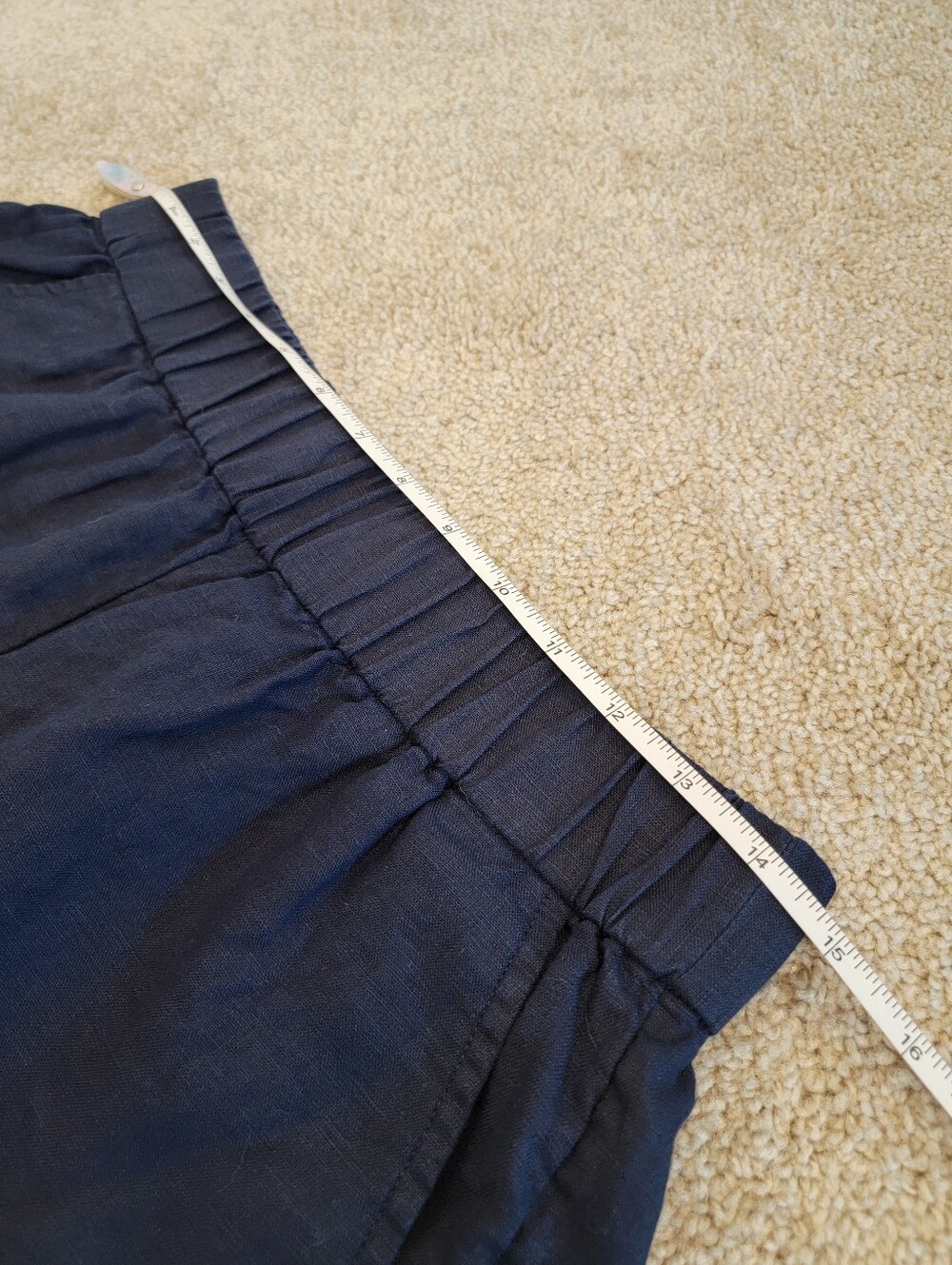 J.Crew Tropez Short 100% Linen Smocked Pull On Shorts Navy Blue Womens S - Picture 5 of 7